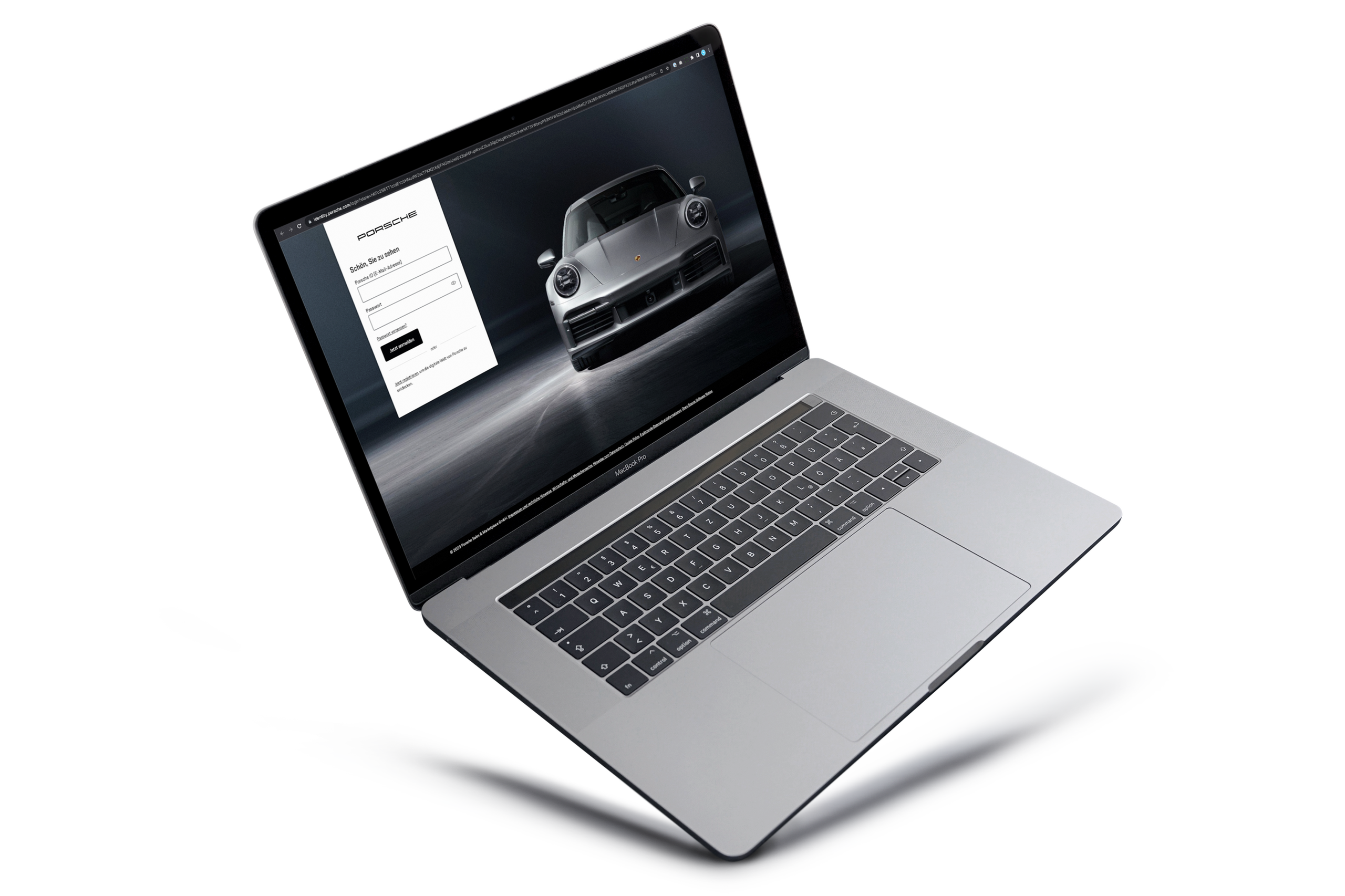 Die Porsche Österreich Website, dargestellt auf einem Apple MacBook