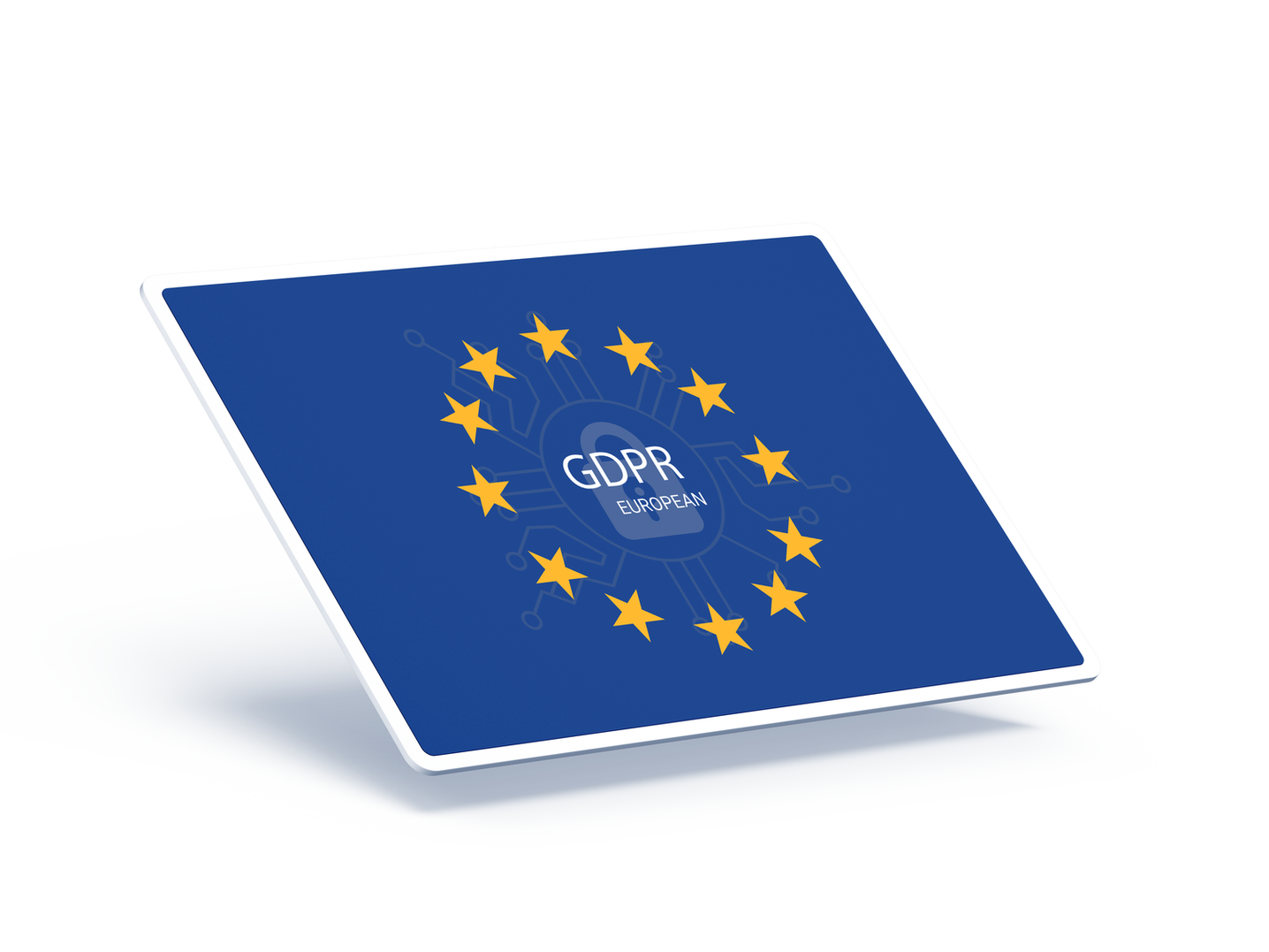 Ein Tablet auf dem ein EU GDPR Logo zu sehen ist